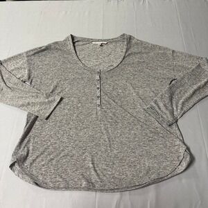 Victorias Secret Grey Marl Long Sleeve Henley Top Relaxed Fit XS